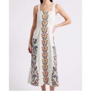 Cleobella Jolene Paisley Print Sleeveless Midi White Dress size L NWT